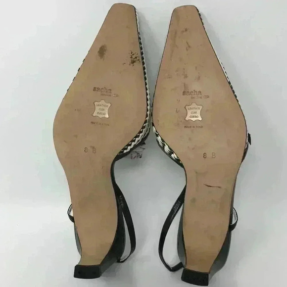 Sacha Made in Spain Black White 8 Wicker Shoes - Picture 7 of 8